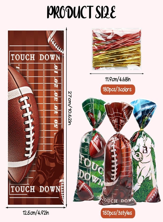 STEFORD 150 pcs Football Treat Bags, Football Goodie Bags Party Snack Candy Plastic Bag with Twist Ties for Birthday Sport Events Party Gifts Wrapping Superbowl - Image 2